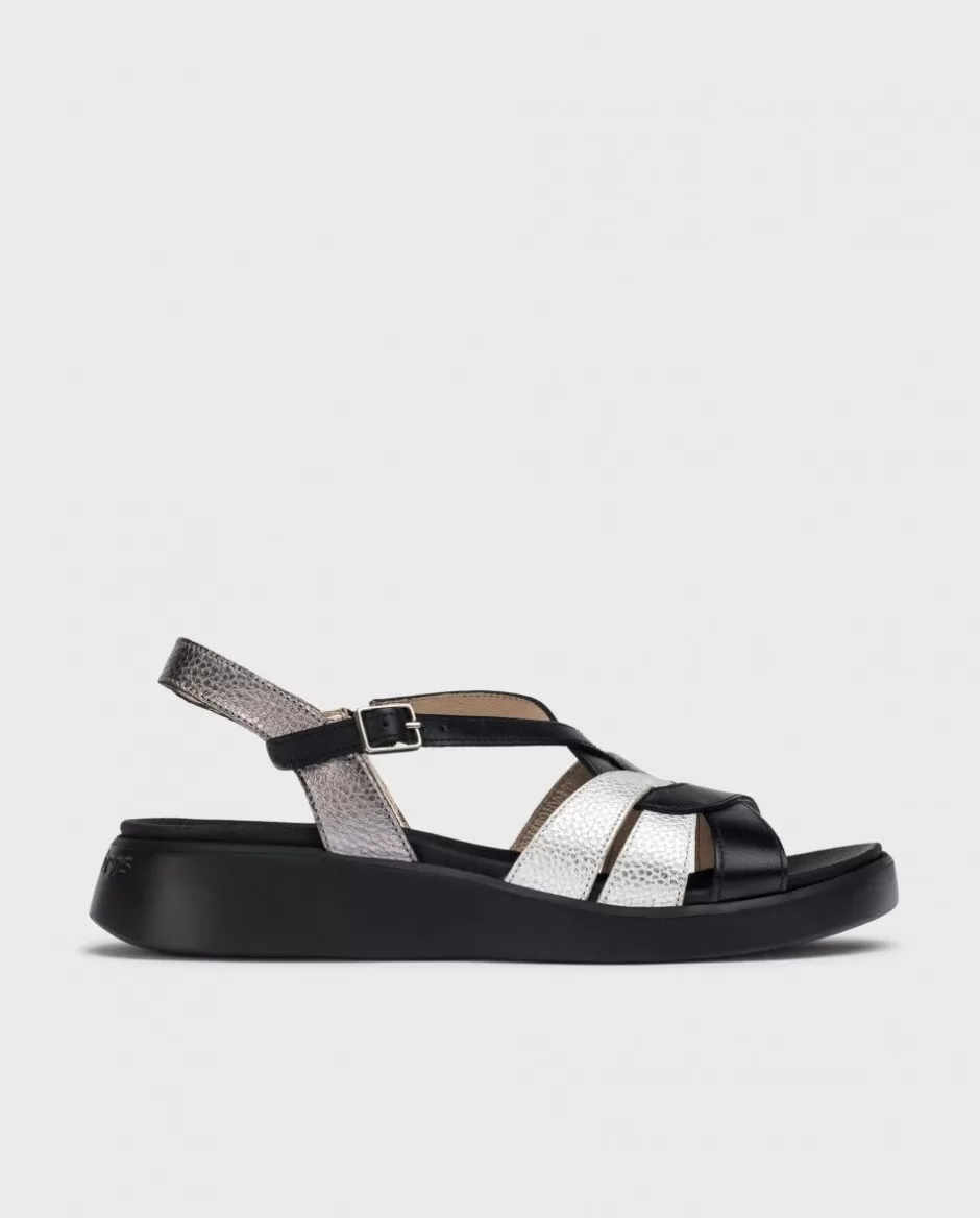 Flat Shoes<Wonders Bicolor Paterna Sandals Neg/Pla/Pm