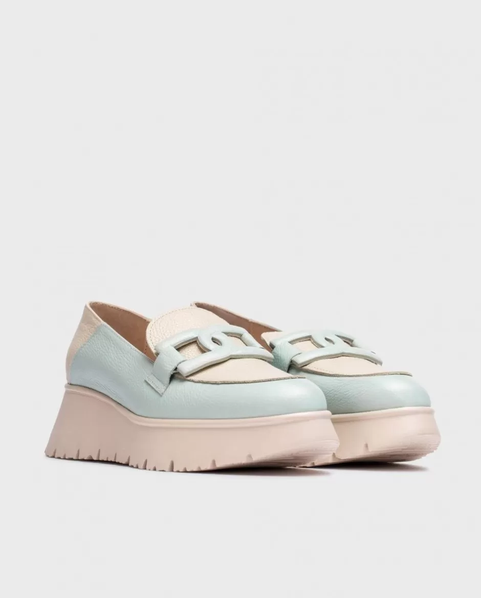 Platforms<Wonders Bicolor Venecia Moccasin Aqua/Cream