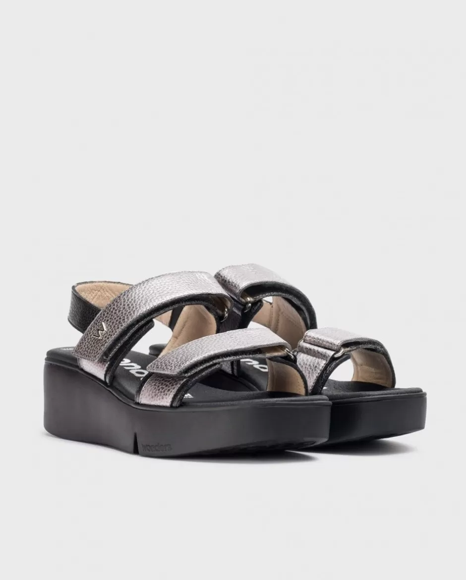 Sandals<Wonders Black Amapola Sandals Negro/Plom