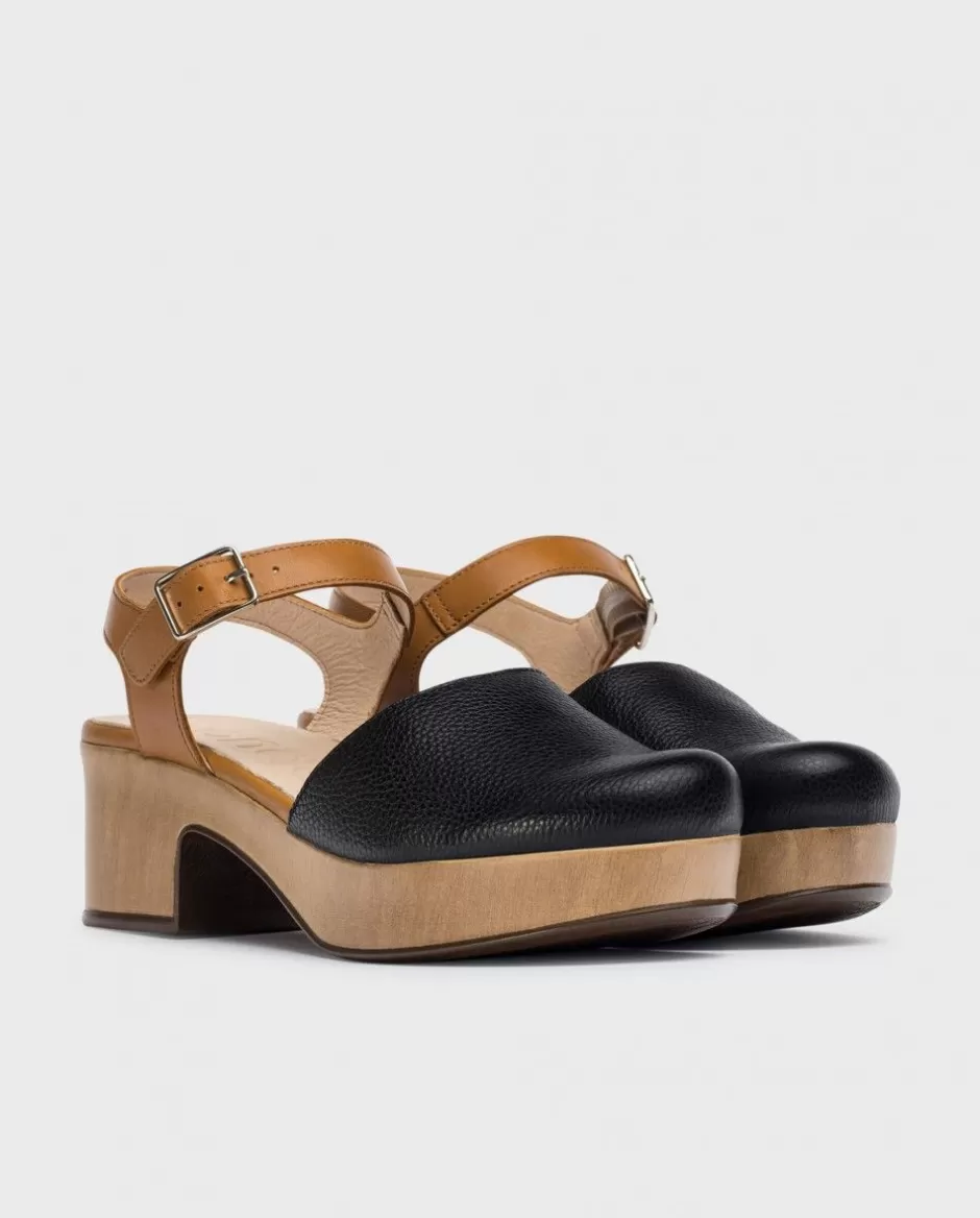 Platforms<Wonders Black Amsterdam Clog Negro/Cona