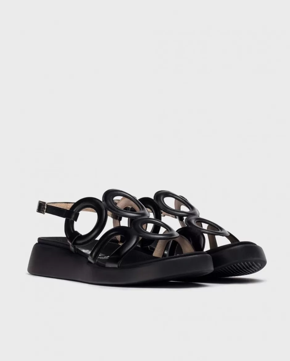 Flat Shoes<Wonders Black Arizona Sandals Negro