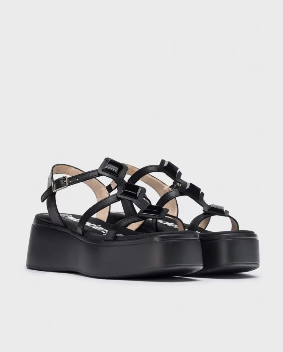 Sandals<Wonders Black Carolina Platform Sandals Negro