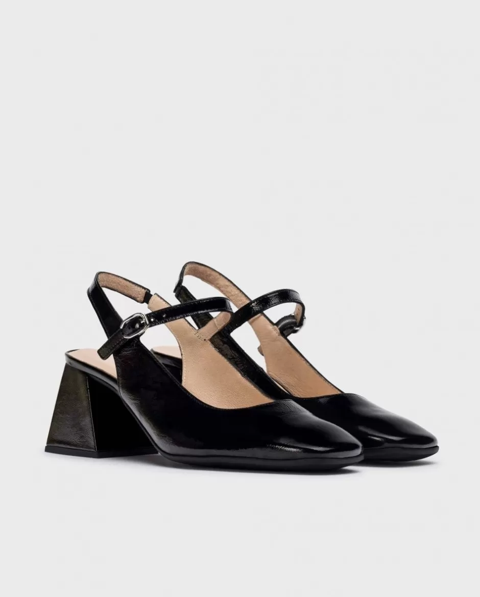 Heels<Wonders Black Jane Slingback Sandals Negro