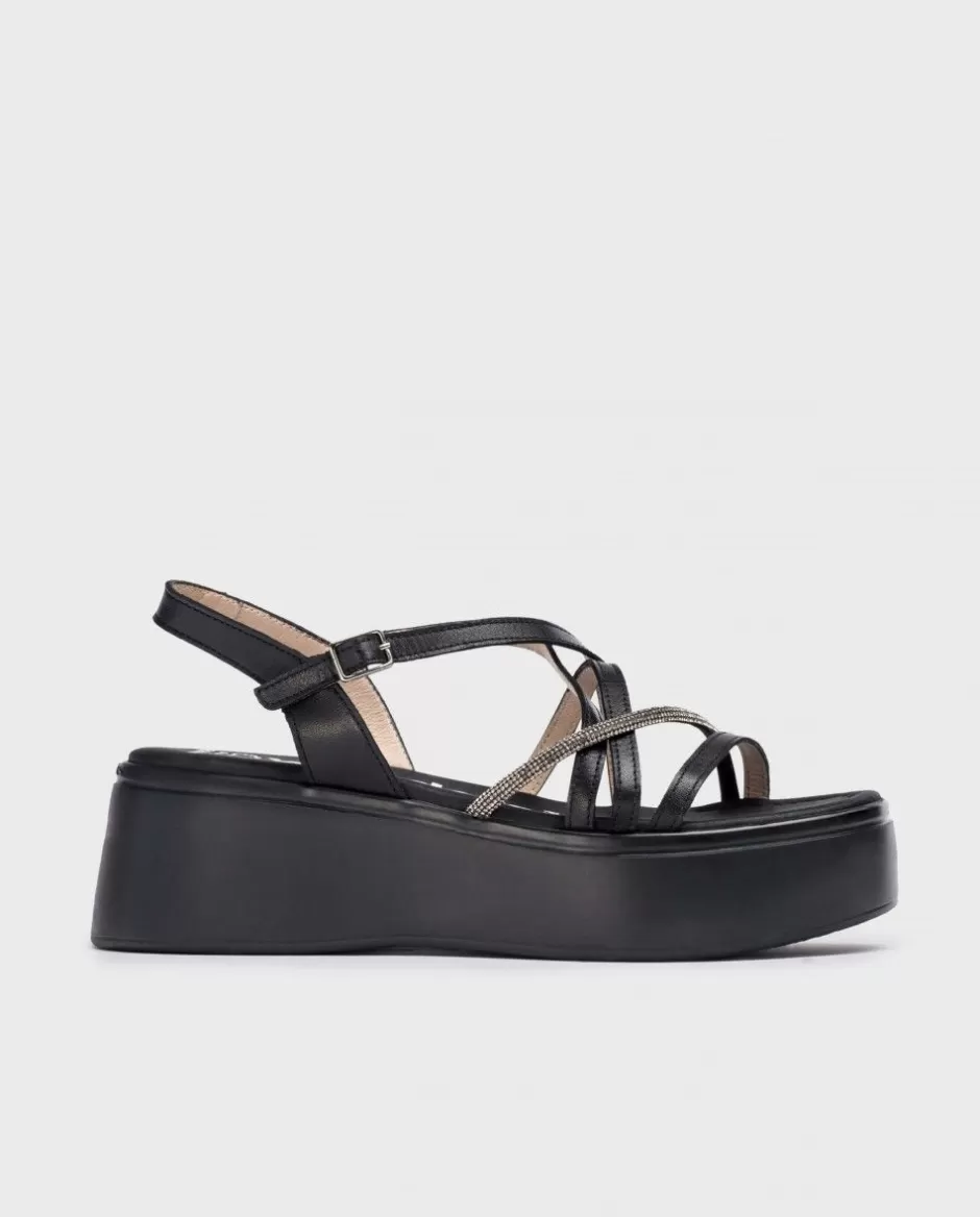 Sandals<Wonders Black Martina Platform Sandals Negro