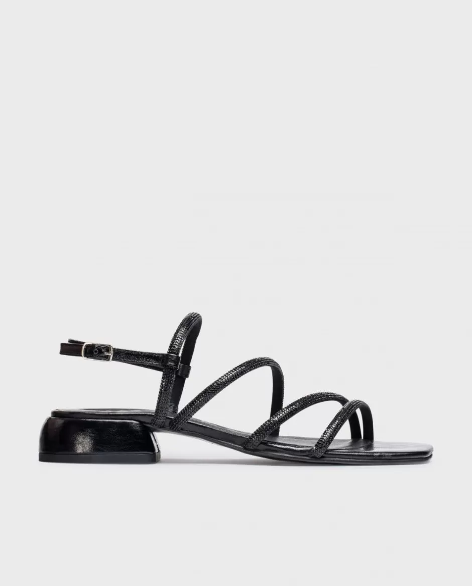 Flat Shoes<Wonders Black Zaida Flat Sandals Negro