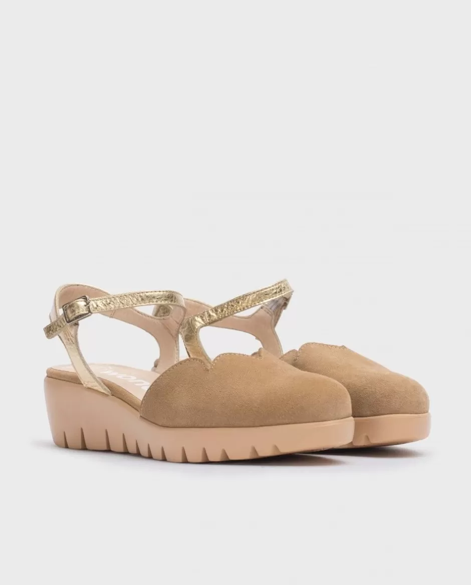 Wedges<Wonders Brown Caravaca Sandal Sand/Gold