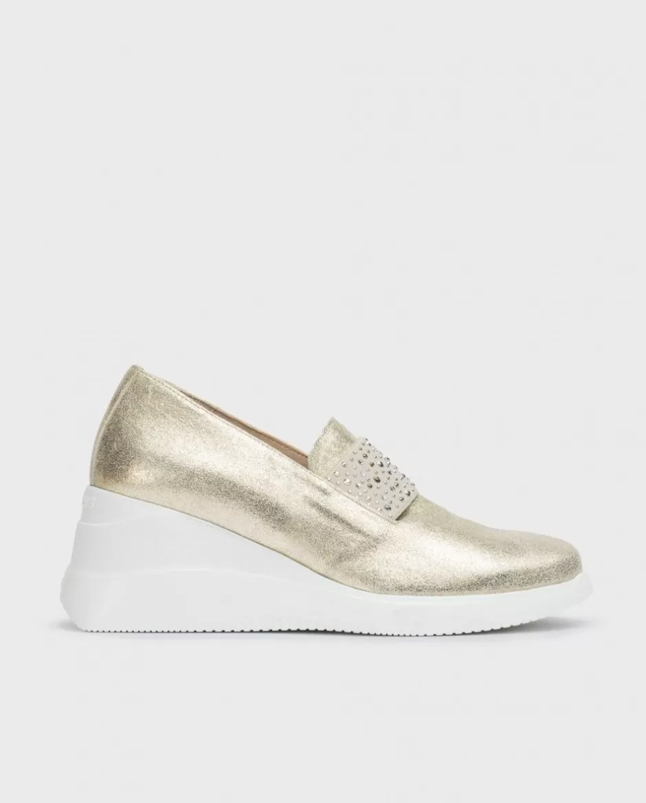 Wedges<Wonders Gold Bone Moccasin Platino