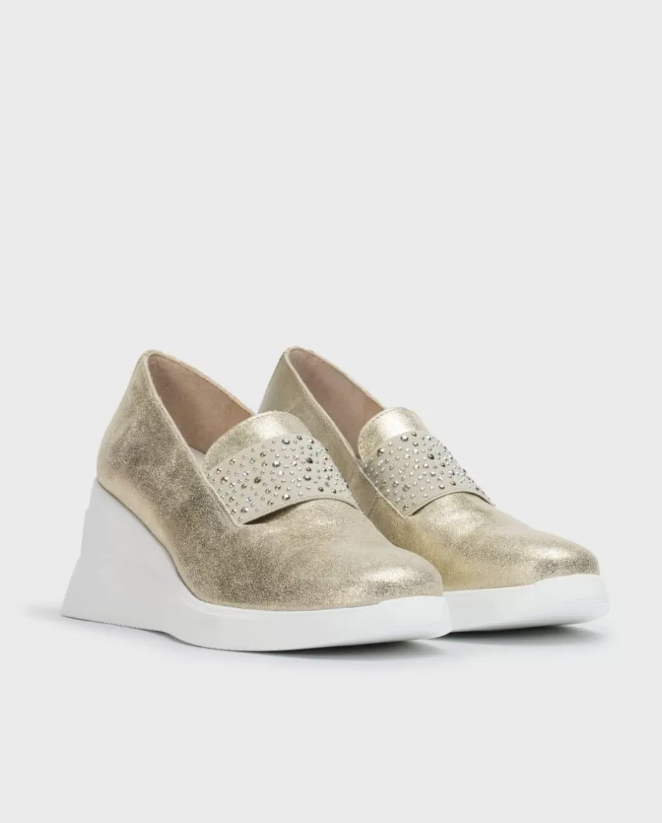 Wedges<Wonders Gold Bone Moccasin Platino