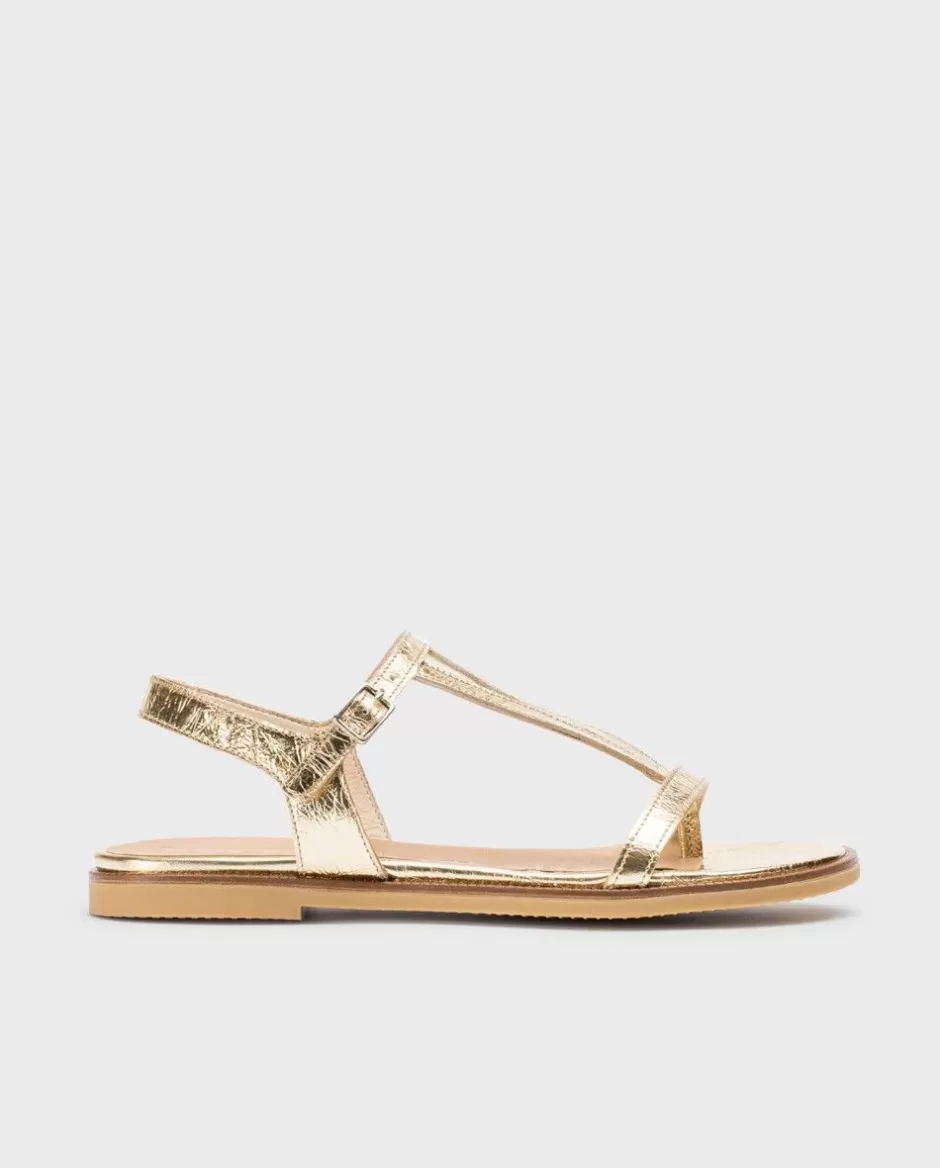 Sandals<Wonders Gold Jimena Flat Sandals Oro