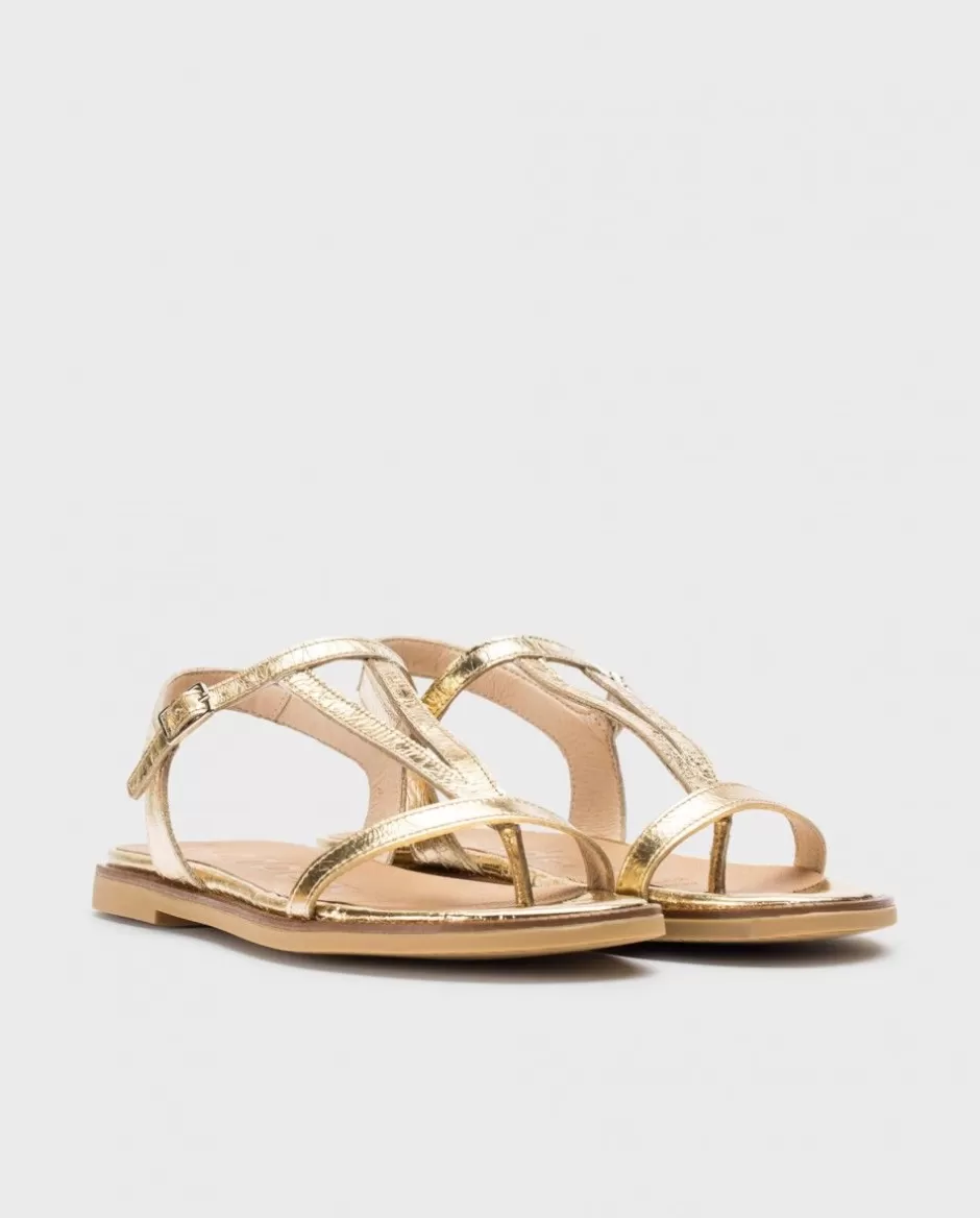 Sandals<Wonders Gold Jimena Flat Sandals Oro