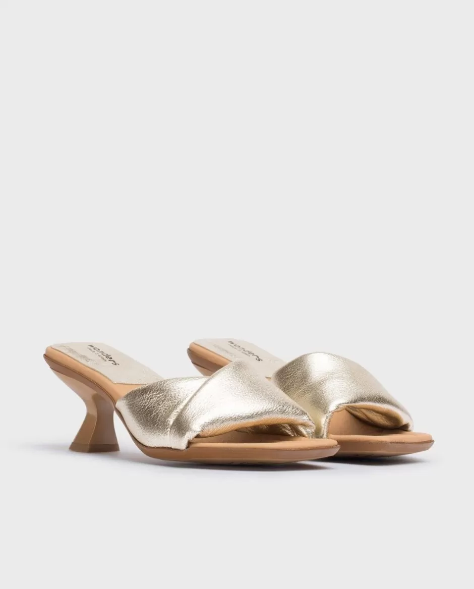 Heels<Wonders Platinum Glow Mules Platino