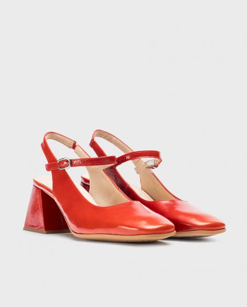 Heels<Wonders Red Jane Slingback Sandals Rojo