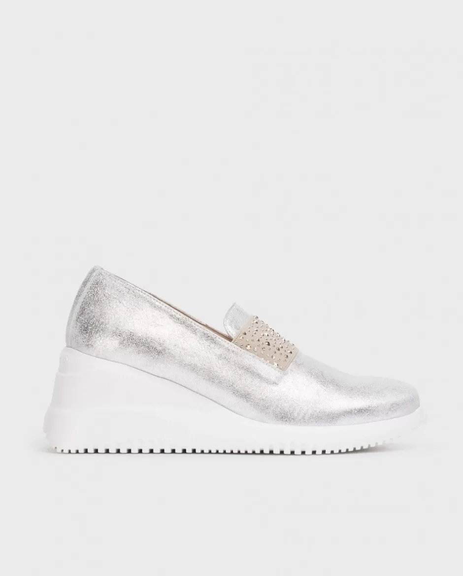 Wedges<Wonders Silver Bone Moccasin Plata