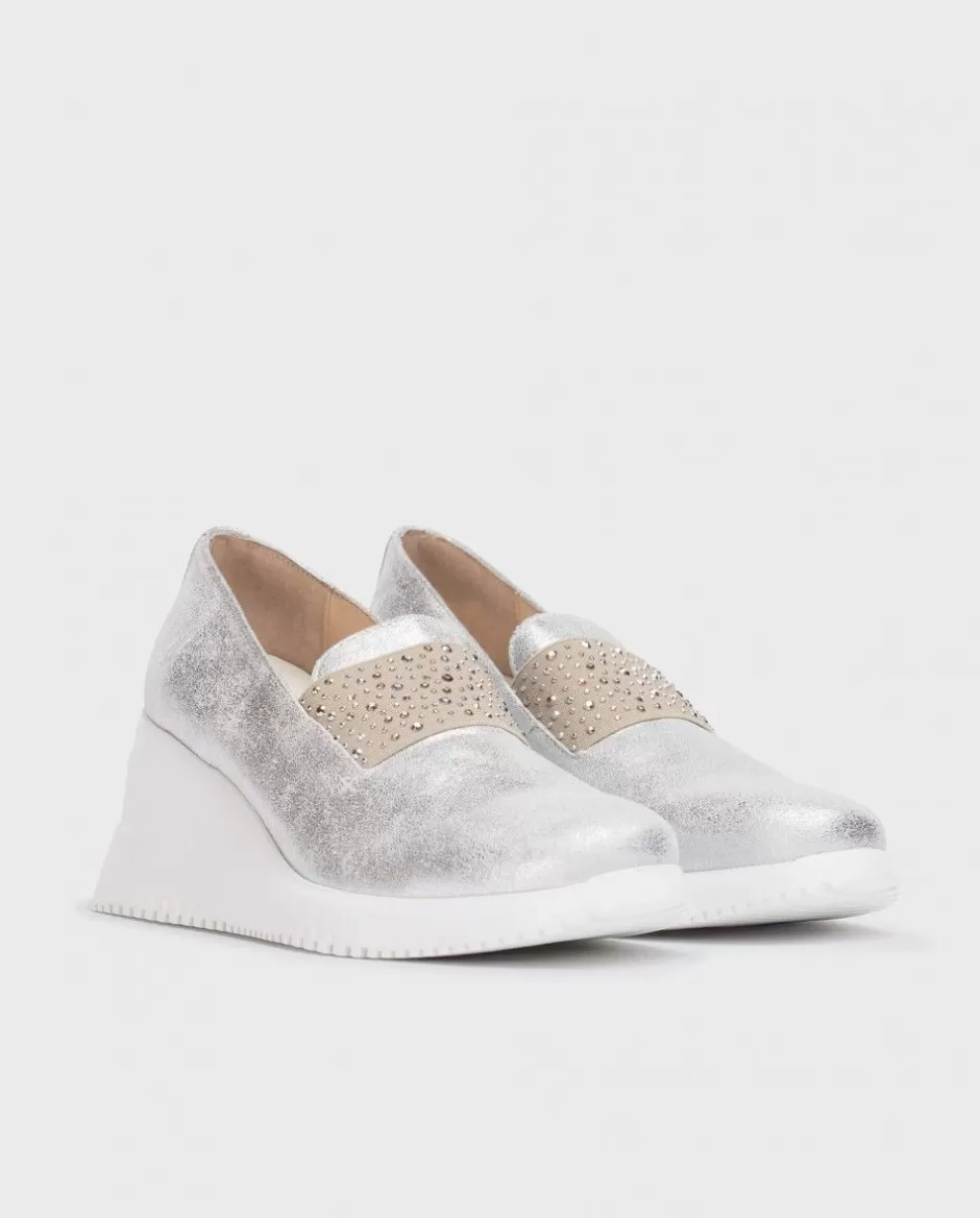 Wedges<Wonders Silver Bone Moccasin Plata