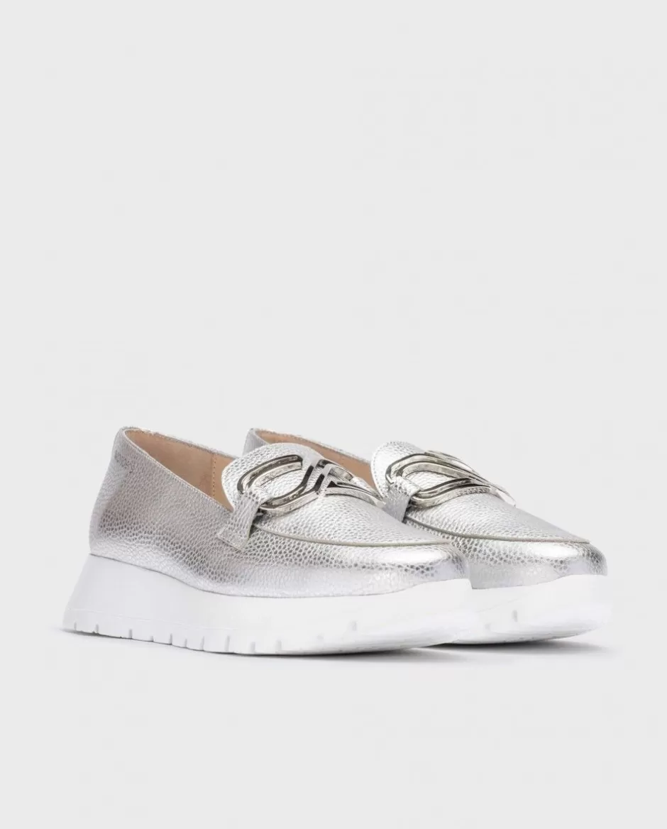 Platforms<Wonders Silver Sidney Moccasin Plata